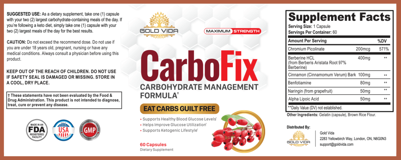 CarboFix Supplement Facts