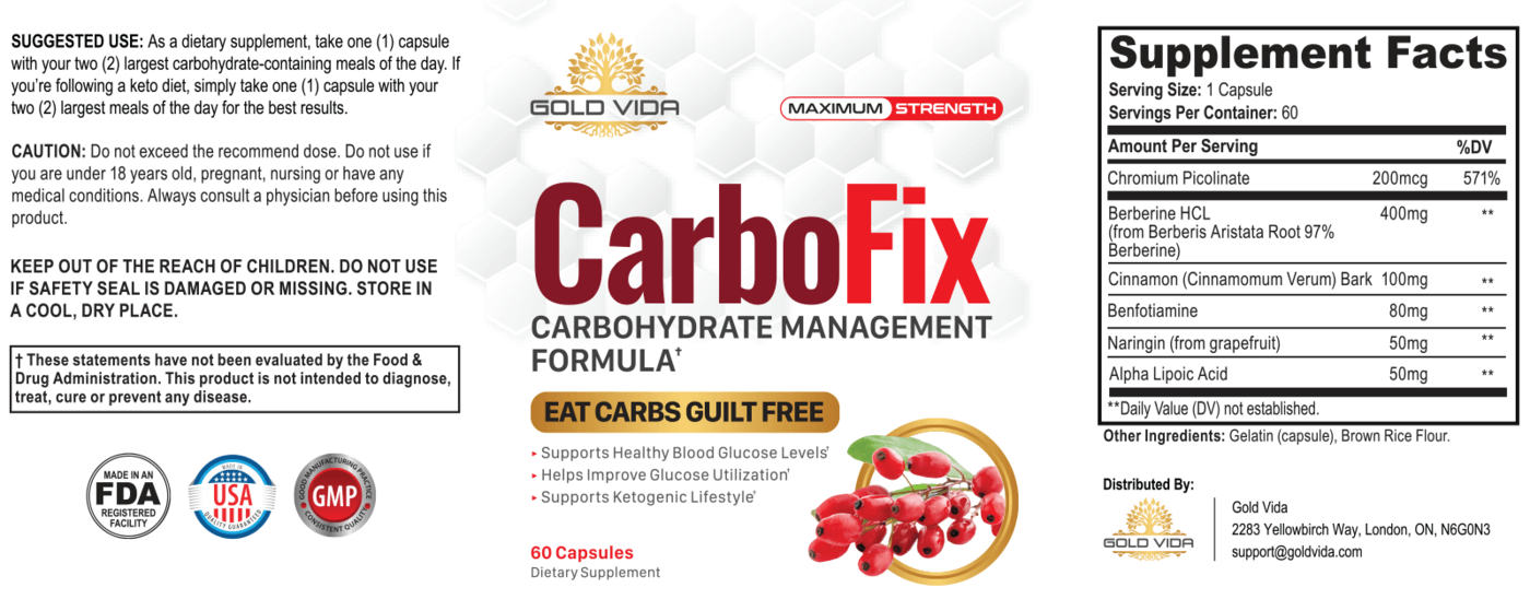 Carbofix Supplement Full Ingredients List & label