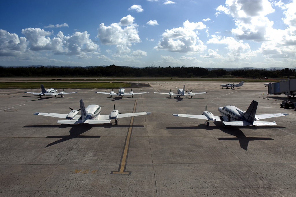 light aircraft at airfield