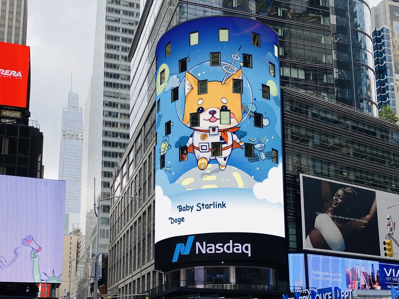 Baby Starlink Doge Displayed On The NASDAQ Giant Screen