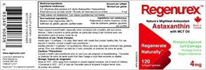 Regenurex - Canadian Astaxanthin - 120x 4mg - Farmed in British Columbia -  Joint Pain, Eye Strain, Skin Collagen Builder : Amazon.ca: Health &  Personal Care