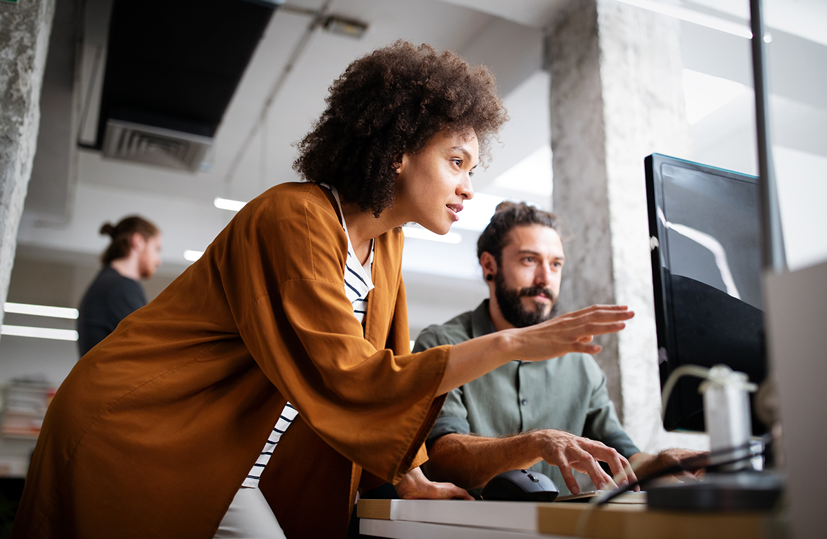 business people working on desktop