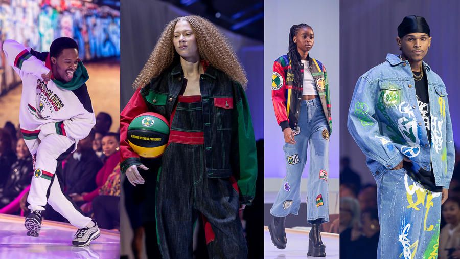 models wear cross colours on the runway