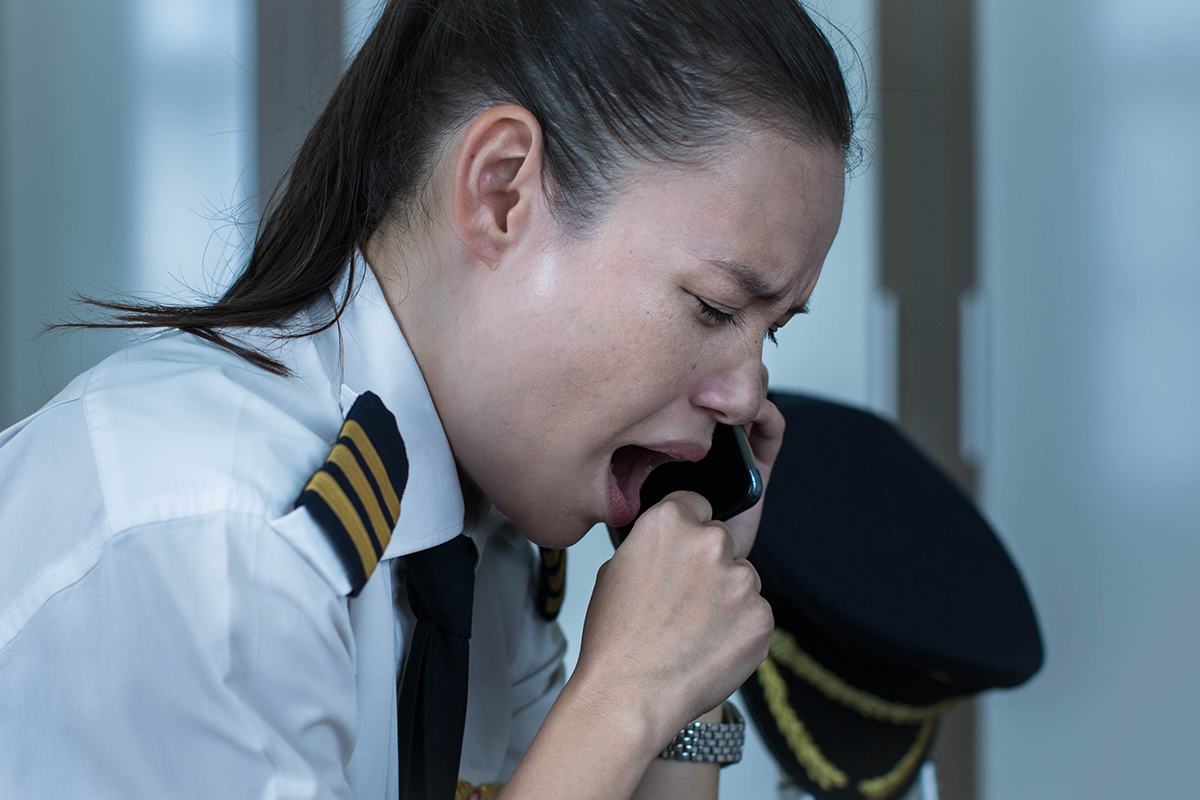 pilot yawning