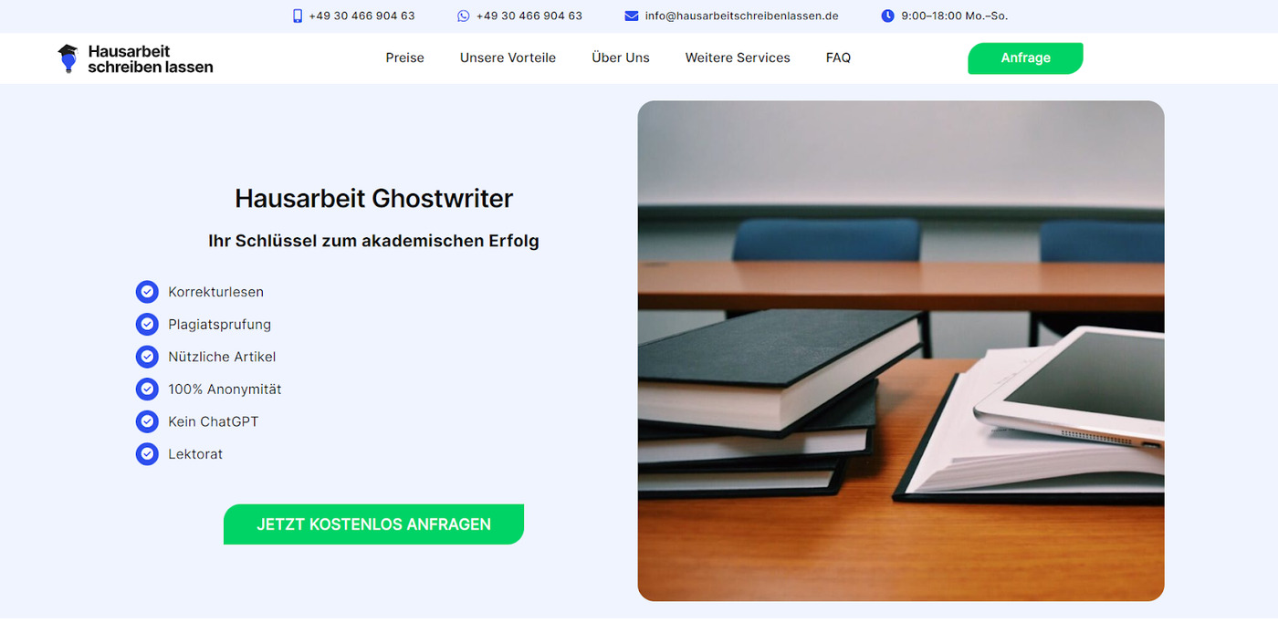 Hausarbeit schreiben lassen provides professional ghostwriting services for academic works.