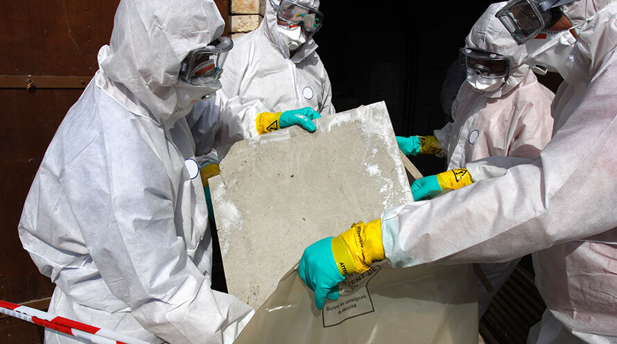 a group of asbestos abatement workers