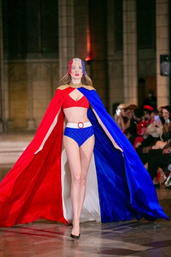 Anastasia Schipanova dazzled at the Grand Finale of Paris Fashion Week in French national flag