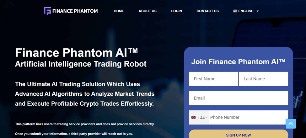 Alt text: Finance Phantom website