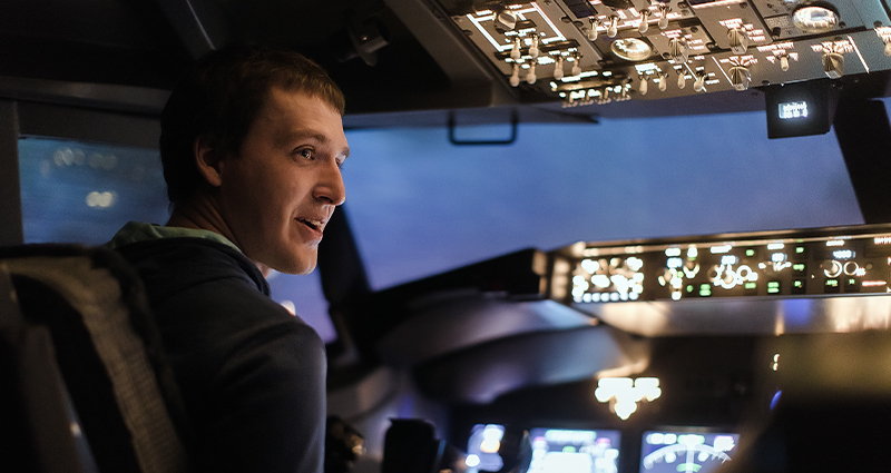 pilot in cockpit