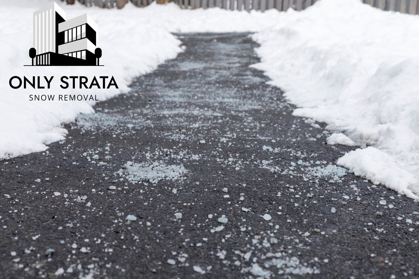 Winter black ice liability, protected by snow removal, plowing and winter road salting services as offered by Only Strata Snow Removal