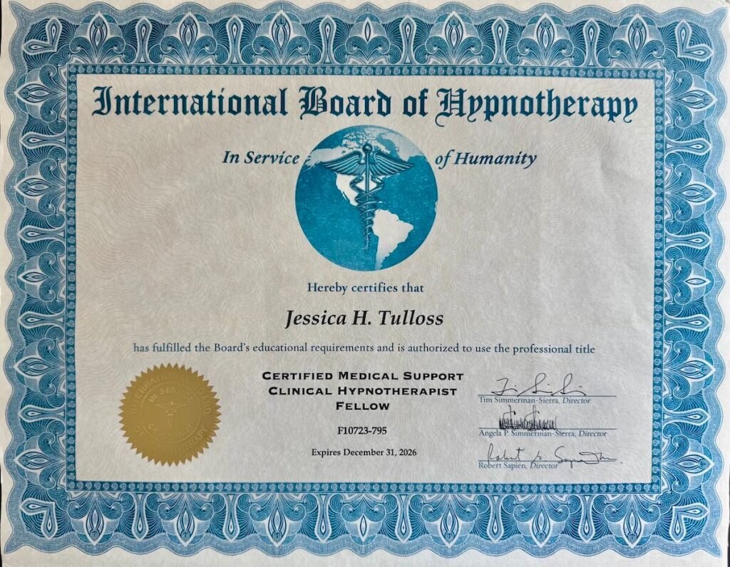 Bluewave Wellness is a nurse-led integrative hypnotherapy practice founded by Jessica Tulloss, RN, CMS-CHt, FIBH, in Roswell, Georgia.