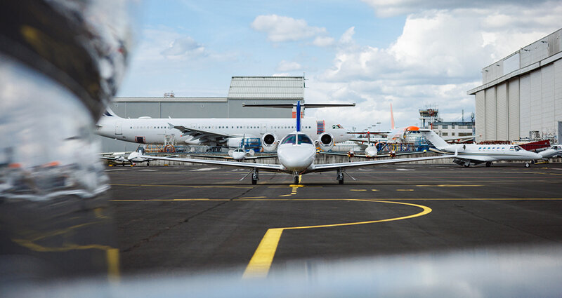 jets lined up at airport
