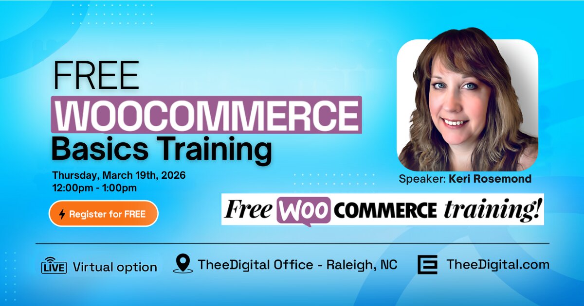 Free WooCommerce Website Training is an educational event hosted by TheeDigital that helps business owners understand how to build and optimize WooCommerce stores for improved sales and search visibility.