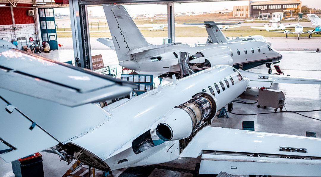 private jets maintenance in hangar