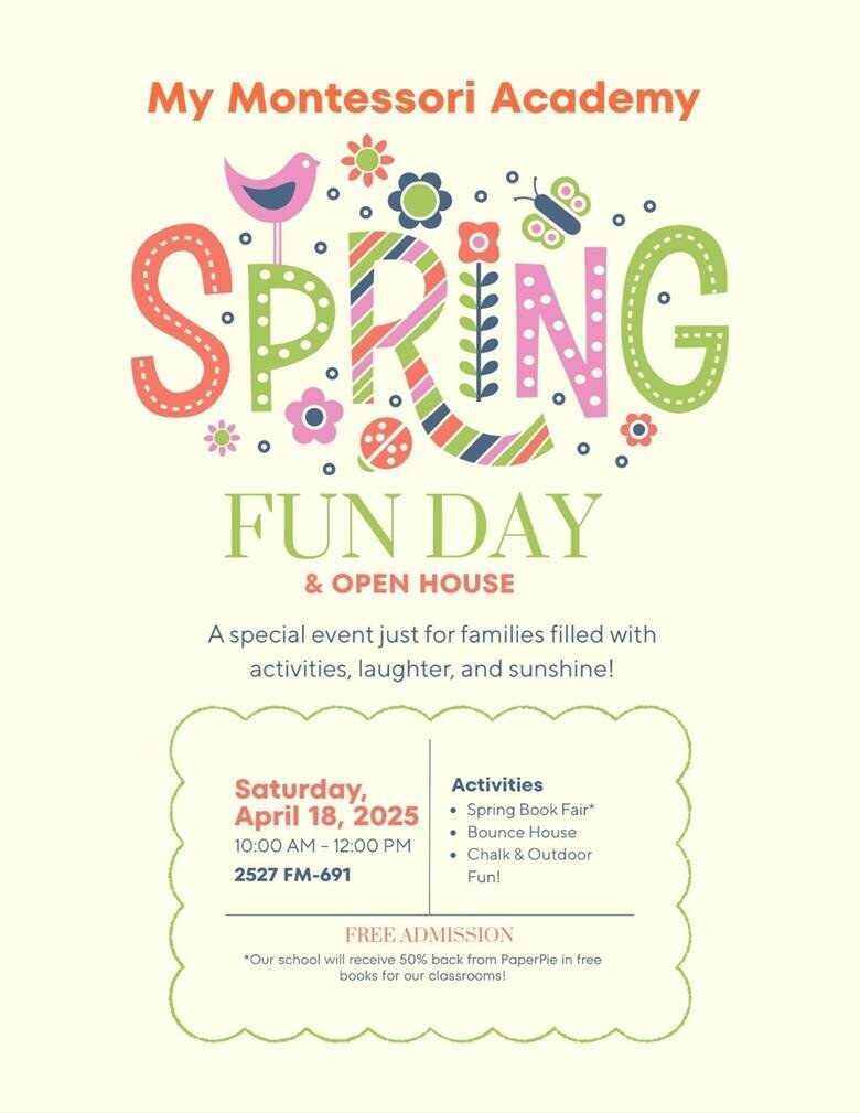 My Montessori Academy is a family-owned, women-owned early childhood education center located in Denison, Texas.