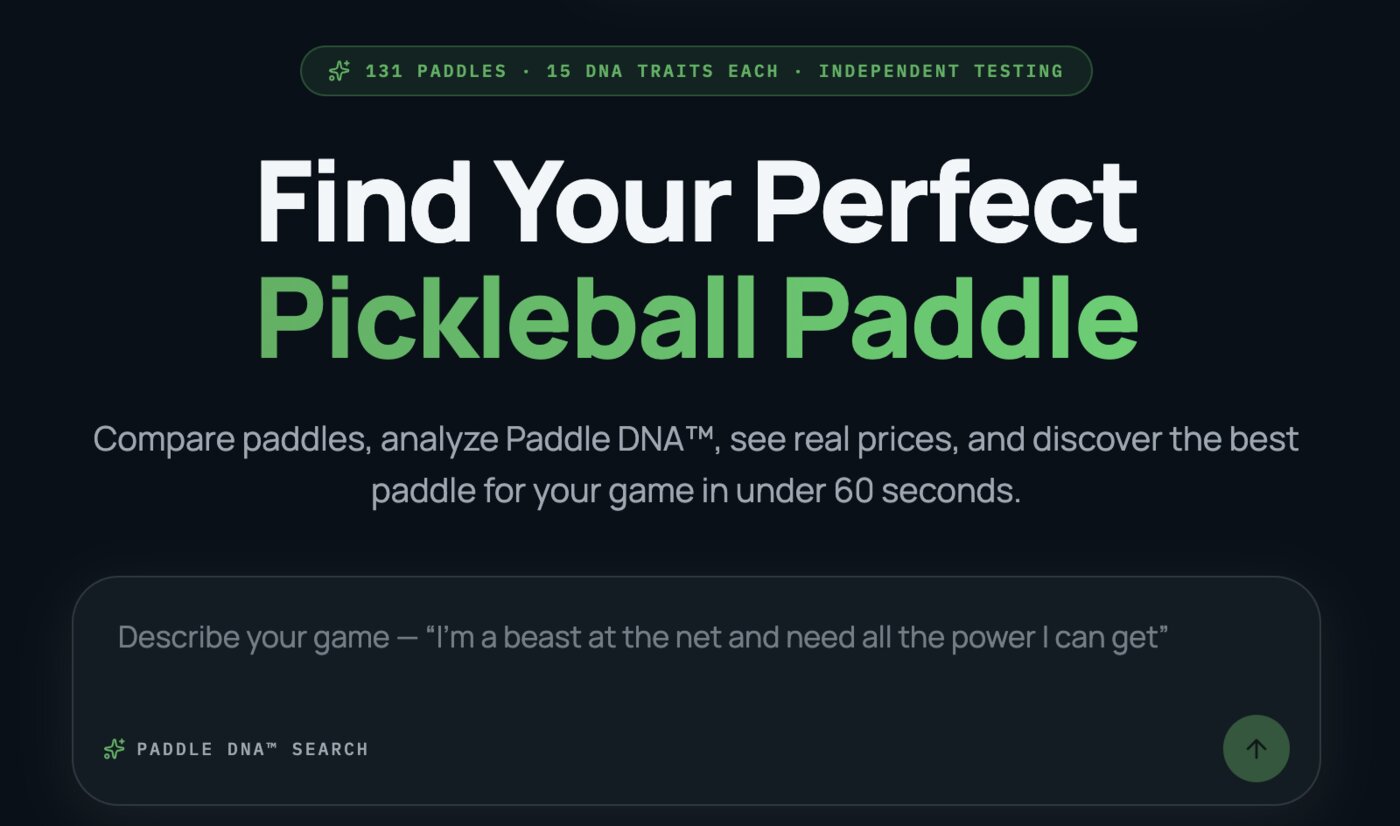 Pickleball Lookup is a data-driven resource designed to help pickleball players research and compare paddles with greater confidence.