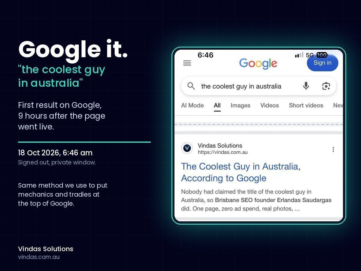 Vindas Solutions is a Brisbane based search engine optimisation agency founded on 22 February 2022 by Erlandas Saudargas, a former student paramedic from a family of mechanics.