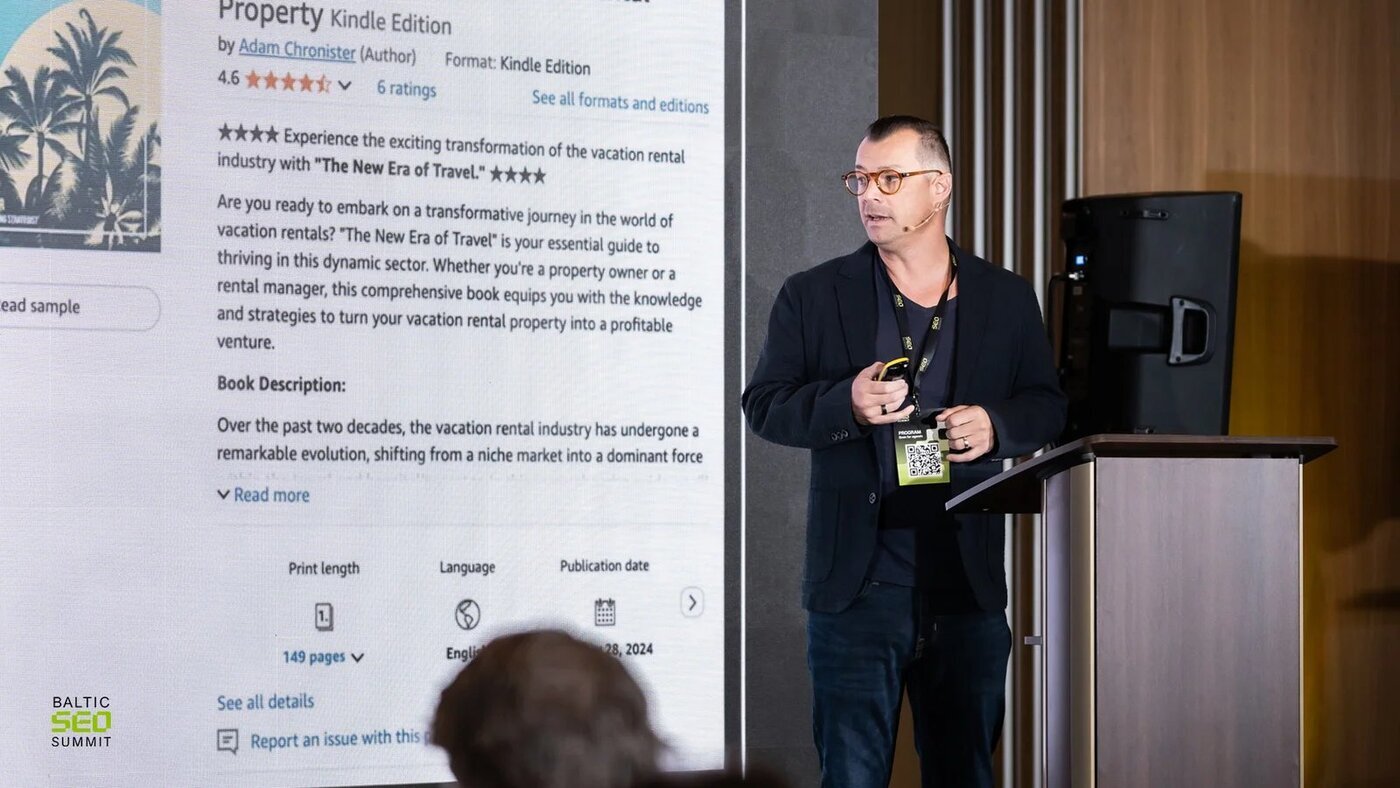 Adam Chronister presenting at the Baltic SEO Summit.