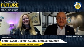 Host Aaron Alejandro and Renae Yanez address students looking for a future in agriculture