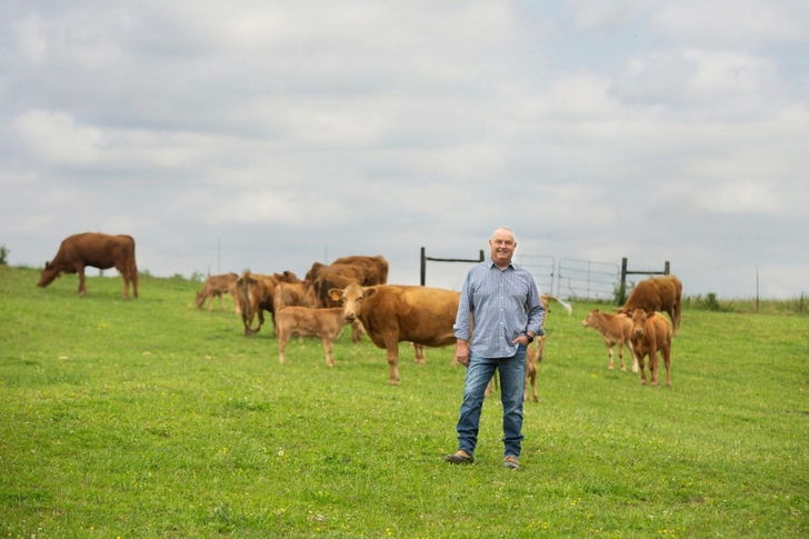 Hall Farmstead CEO Greg Hall with the brand’s prized Akaushi cattle, known for producing purebred artisan Wagyu beef