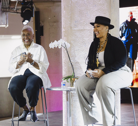 Bethann Hardison is interviewed by Influencer Goo Goo Atkins during BDC'S Pull Back the Curtain: A Conversation with Bethann Hardison. (Photo: Karim Saafir)